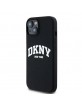 DKNY iPhone 14 / 15 / 13 Hülle Case MagSafe Silikon Printed Logo Schwarz