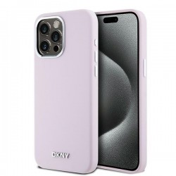 DKNY iPhone 14 Pro Max Case MagSafe Silicone Metal Logo Pink