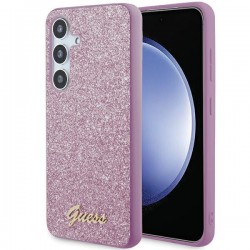 Guess Samsung S24+ Plus Hülle Case Cover Glitter Script Violett