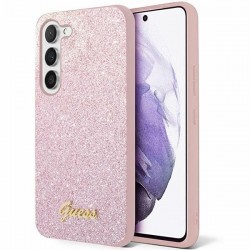 Guess Samsung S24+ Plus Hülle Case Cover Glitter Script Rosa