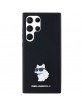 Karl Lagerfeld  Samsung S24 Ultra Hülle Case Silikon Choupette Metal Pin Schwarz