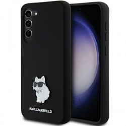 Karl Lagerfeld  Samsung S24+ Plus Hülle Case Silikon Choupette Metal Pin Schwarz