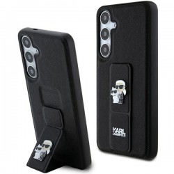 Karl Lagerfeld Samsung S24 Hülle Case Grip Stand Saffiano K & C Schwarz