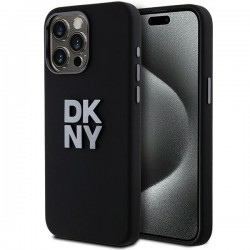 DKNY iPhone 15 Pro Case Silicone Metal Logo Black