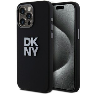 DKNY iPhone 15 Pro Hülle Case Silikon Metal Logo Schwarz