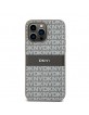 DKNY iPhone 14 Pro Case Mono Stripe Metal Logo Beige