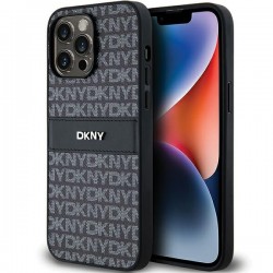 DKNY iPhone 14 Pro Hülle Case Mono Stripe Metal Logo Schwarz