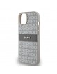 DKNY iPhone 14 / 15 / 13 Hülle Case Mono Stripe Metal Logo Beige