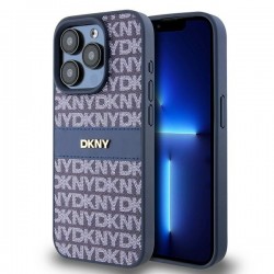 DKNY iPhone 15 Pro Case Mono Stripe Metal Logo Blue