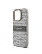 DKNY iPhone 15 Pro Case Mono Stripe Metal Logo Beige