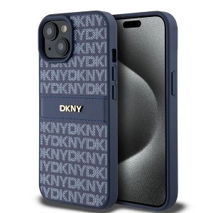 DKNY iPhone 15 / 14 / 13 Case Mono Stripe Metal Logo Blue
