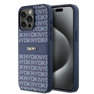 DKNY iPhone 15 Pro Max Case Mono Stripe Metal Logo Blue