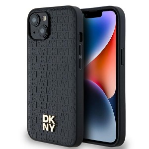 DKNY iPhone 14 / 15 / 13 Hülle Case Magsafe Pattern Metall Logo Schwarz