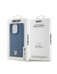 DKNY iPhone 15 Pro Hülle Case Magsafe Pattern Metall Logo Blau