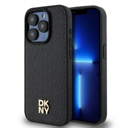 DKNY iPhone 15 Pro Case Magsafe Pattern Metal Logo Black