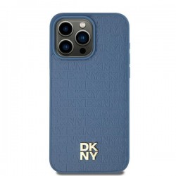 DKNY iPhone 15 / 14 / 13 Hülle Case Magsafe Pattern Metall Logo Blau