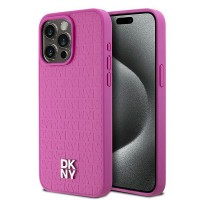 DKNY iPhone 15 Pro Max Hülle Case Magsafe Pattern Metall Logo Rosa