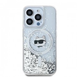 Karl Lagerfeld iPhone 14 Pro Max Hülle Case Magsafe Glitter Choupette Silber