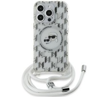 Karl Lagerfeld iPhone 15 Pro Max Hülle Case Magsafe Cord Strap Transparent