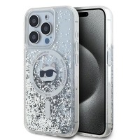 Karl Lagerfeld iPhone 15 Pro Max Hülle Case Magsafe Glitter Choupette Silber