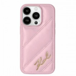 Karl Lagerfeld iPhone 14 Pro Hülle Case Quilted Script Rosa Pink