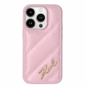 Karl Lagerfeld iPhone 14 Pro Case Quilted Script Pink