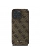 Guess iPhone 16 Pro Case 4G Metal Classic Logo Brown