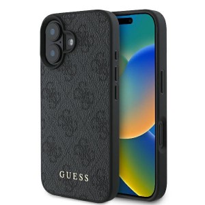 Guess iPhone 16 Plus Hülle Case 4G Metal Classic Logo Schwarz