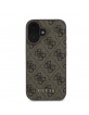 Guess iPhone 16 Hülle Case 4G Metal Classic Logo Braun