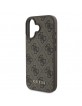 Guess iPhone 16 Hülle Case 4G Metal Classic Logo Braun