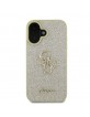 Guess iPhone 16 Hülle Case Glitter Fixed Glitter Big 4G Gold