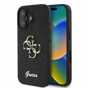 Guess iPhone 16 Case Glitter Fixed Glitter Big 4G Black