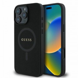 Guess iPhone 16 Pro Hülle Case MagSafe Saffiano Schwarz