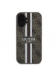 Guess iPhone 16 Hülle Case MagSafe 4G Printed Stripes Braun