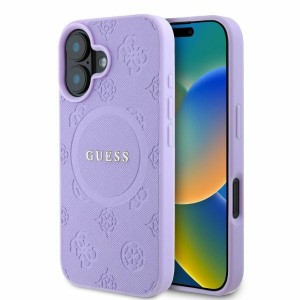 Guess iPhone 16 Hülle Case Cover MagSafe Peony 4G Saffiano Violett