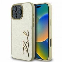 Karl Lagerfeld iPhone 16 Pro Max Hülle Case Signature Script Gold