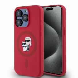 Karl Lagerfeld iPhone 15 Pro Hülle Case Magsafe Karl Choupette Rot