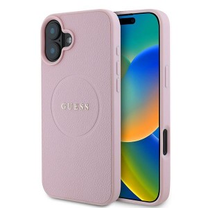 Guess iPhone 16 Plus Hülle Case Grained MagSafe Rosa Pink