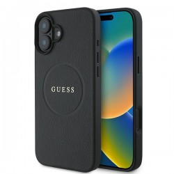 Guess iPhone 16 Plus Hülle Case Grained MagSafe Schwarz