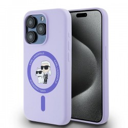 Karl Lagerfeld iPhone 15 Pro Case Magsafe Karl Choupette Purple