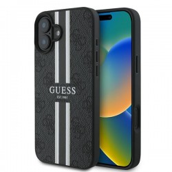 Guess iPhone 16 Plus Case MagSafe 4G Stripes Black