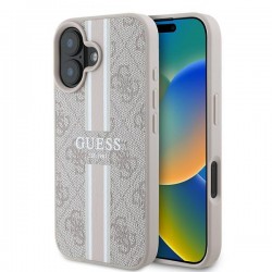 Guess iPhone 16 Plus Hülle Case MagSafe 4G Stripes Rosa Pink