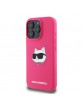 Karl Lagerfeld iPhone 16 Pro Max Hülle Case MagSafe Silikon Choupette Head Fuschia