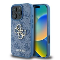 Guess iPhone 16 Pro Hülle Case Big Metal Logo 4G Blau