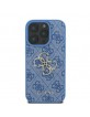 Guess iPhone 16 Pro Hülle Case Big Metal Logo 4G Blau