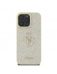 Guess iPhone 16 Pro Hülle Case Glitter Fixed Big 4G Gold