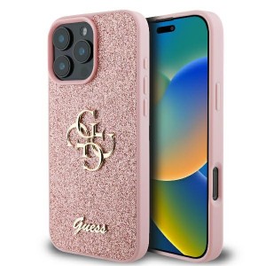 Guess iPhone 16 Pro Case Glitter Fixed Big 4G Pink