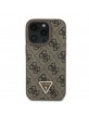 Guess iPhone 16 Pro Case 4G Triangle Rhinestone Brown