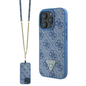 Guess iPhone 16 Pro Case Rhinestone Crossbody Crystals Blue