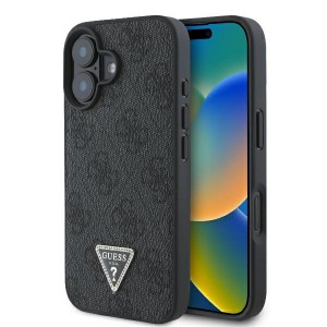 Guess iPhone 16 Plus Hülle Case 4G Triangle Strass Schwarz